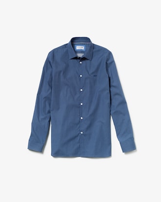 Men's Slim Fit Chest Pocket Print Cotton Poplin Shirt