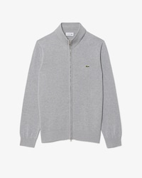 Zipped High Neck Cotton Sweater