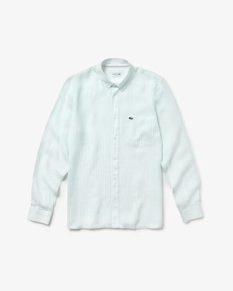 Men's Regular Fit Striped Linen Canvas Shirt