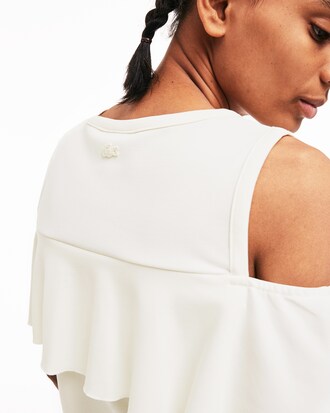 Women's Lacoste LIVE Cutout Flounced Cotton Blend T-shirt