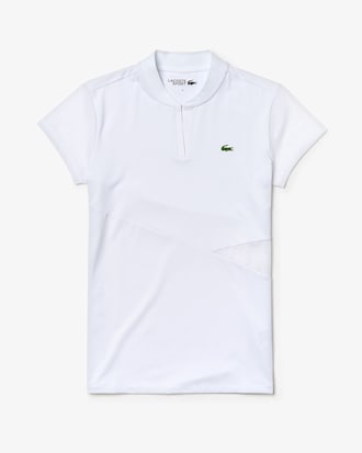 Women's Lacoste SPORT V-Neck Cutout Breathable Bi-Material Tennis Polo Shirt