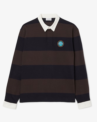 Relaxed Fit Striped Rugby Polo Shirt