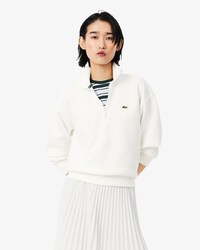 High Neck Zipped Piqu&eacute; Sweatshirt