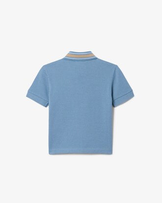 Stripe Collar Petit Piqu&eacute; Polo Shirt