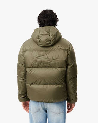 Short Water-Repellent Hooded Puffed Jacket
