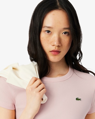 Slim Fit Ribbed Cotton T-shirt