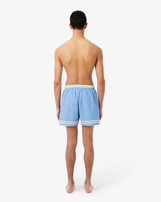 Lacoste Mid Length Contrast Stripe Swim Trunks