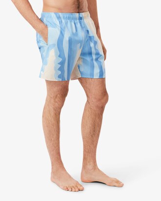 Mid Length Striped Swim Trunks