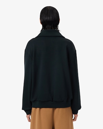 Runway High Neck Zipped Badge Accent Sweatshirt