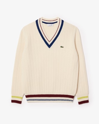 Tennis Style Carded Wool Sweater