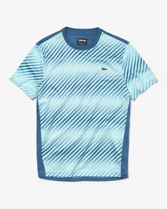 Men's Lacoste SPORT Crew Neck Shaded Stripes Tech Piqué Tennis T-shirt