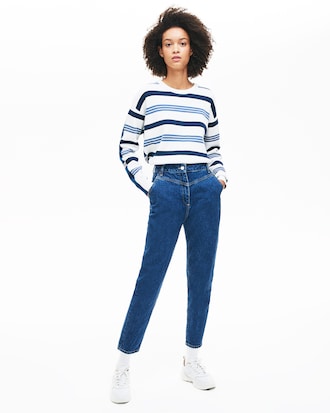 Women's Slim Fit High-Waisted Cutouts Cotton Jeans