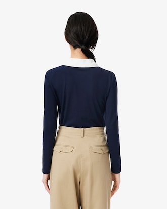 Slim Fit Trim Detail Long Sleeved Polo Shirt
