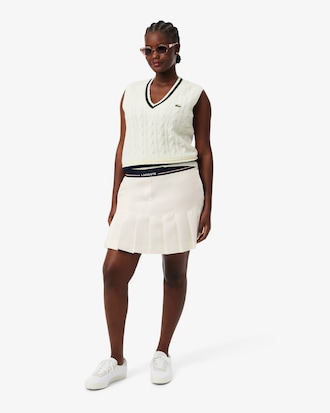 Short Pleated Wool Blend Skirt