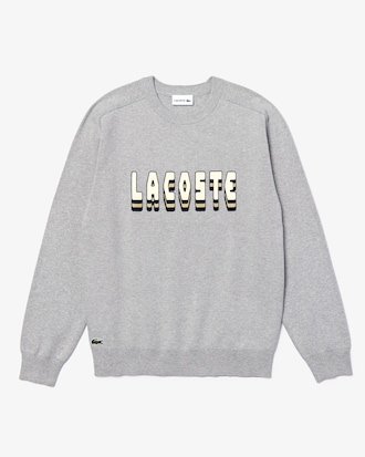 Men's Lacoste 3D Effect Lettering Crew Neck Cotton Blend Sweater