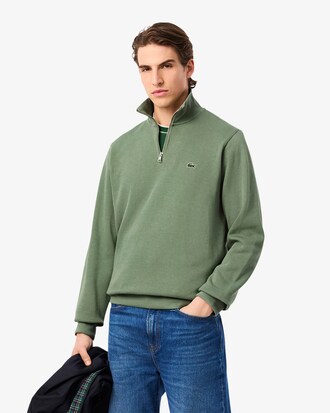 Zip-Up High Neck Interlock Sweatshirt