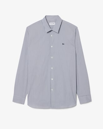 Camisa de corte ajustado de popel&iacute;n el&aacute;stico de rayas