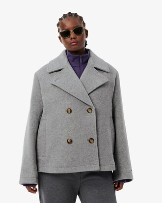 Gabán corto oversized de mezcla de lana