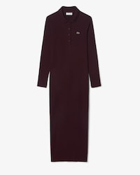 Vestido con cuello polo de canal&eacute; de algod&oacute;n de corte ajustado