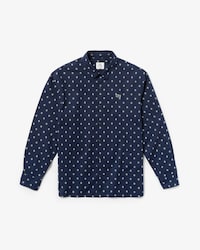 Camisa de hombre Lacoste LIVE boxy fit en popel&iacute;n con miniestampado de cashmere