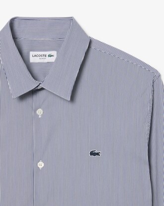 Camisa de corte ajustado de popel&iacute;n el&aacute;stico de rayas