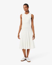 Vestido plisado de canal&eacute; de mezcla de algod&oacute;n