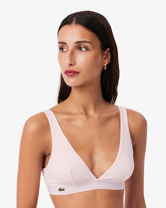 Bralette triangular de algod&oacute;n acanalado