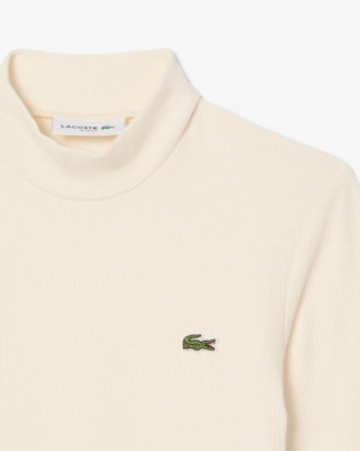 Camiseta de cuello alto en tejido de canal&eacute; de lana de corte ajustado