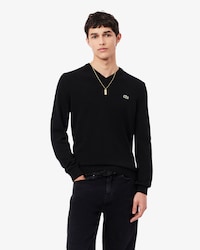 Jersey de cuello de pico de algod&oacute;n monocolor