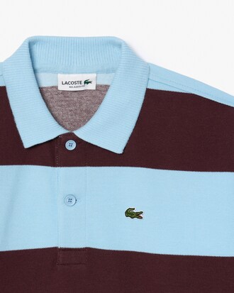 Polo de rugby de piqué de rayas en contraste