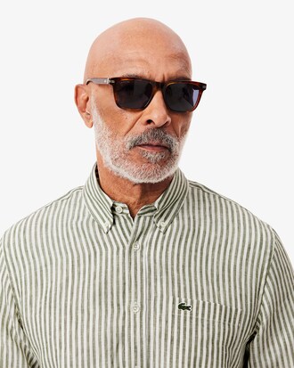Camisa de lino de corte regular de rayas