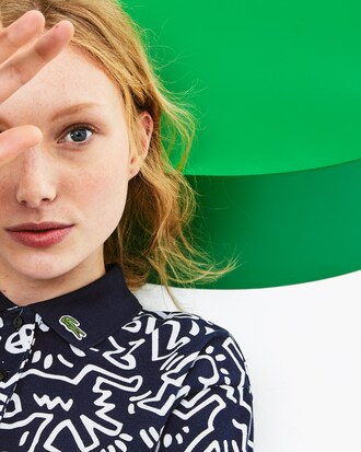 Polo Keith Haring relaxed fit minipiqu&eacute; estampado