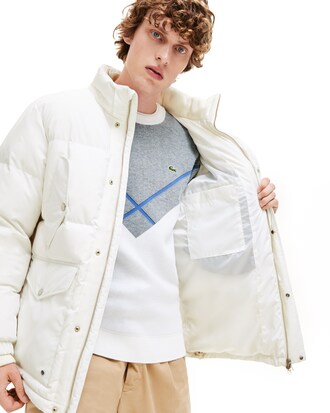 Chaqueta acolchada de hombre resistente al agua con capucha amovible y m&uacute;ltiples bolsillos