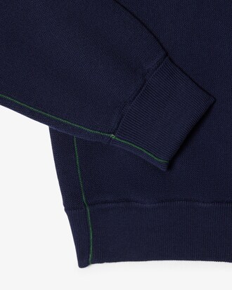 Chaqueta de punto musgo de algodón con cuello de pico