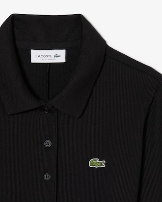 Vestido con cuello polo de canalé de algodón de corte ajustado