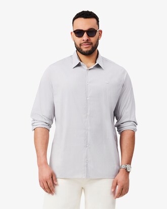 Camisa de corte ajustado de popel&iacute;n el&aacute;stico de rayas
