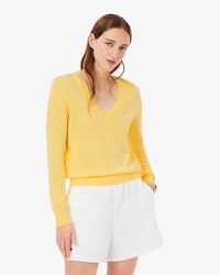 Jersey de cuello de pico de punto de canal&eacute; sin costuras