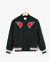 Chaqueta de mujer Lacoste LIVE en fieltro de lana con bordados de rosas