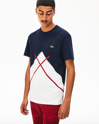 Camiseta de hombre Made in France en piqué con diseño jacquard y cuello redondo