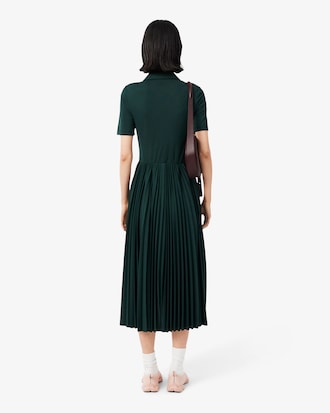 Vestido plisado con cuello polo de punto jersey vaporoso