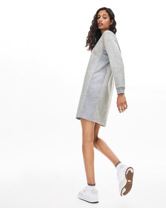 Vestido tipo sudadera de mujer Lacoste Motion de doble capa con paneles acanalados