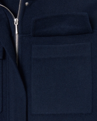 Chaqueta de lana cropped con cuello alto de canal&eacute;