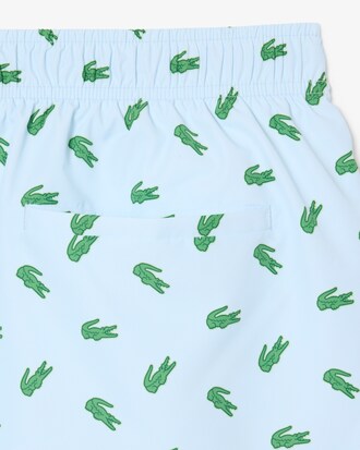 Short de ba&ntilde;o de largo medio con estampado de cocodrilos