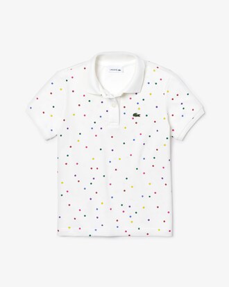 Polo de niña Lacoste en piqué de algodón de lunares de colores