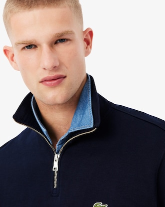Sudadera de interlock con cuello alto y cremallera