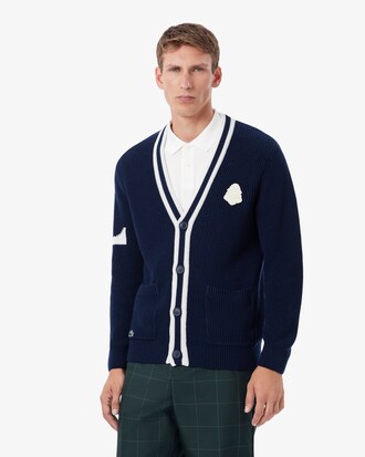 Chaqueta de punto de golf de mezcla de lana con insignia