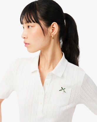 Polo de pointelle de corte ajustado L.12.D con detalles de marca