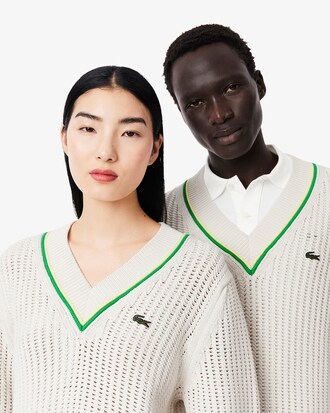 Jersey de tenis de rayas con cuello de pico