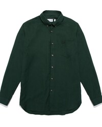 Camisa de hombre regular fit en mezcla de lana con botones de n&aacute;car