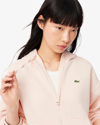 Sudadera con capucha de piqué con cremallera